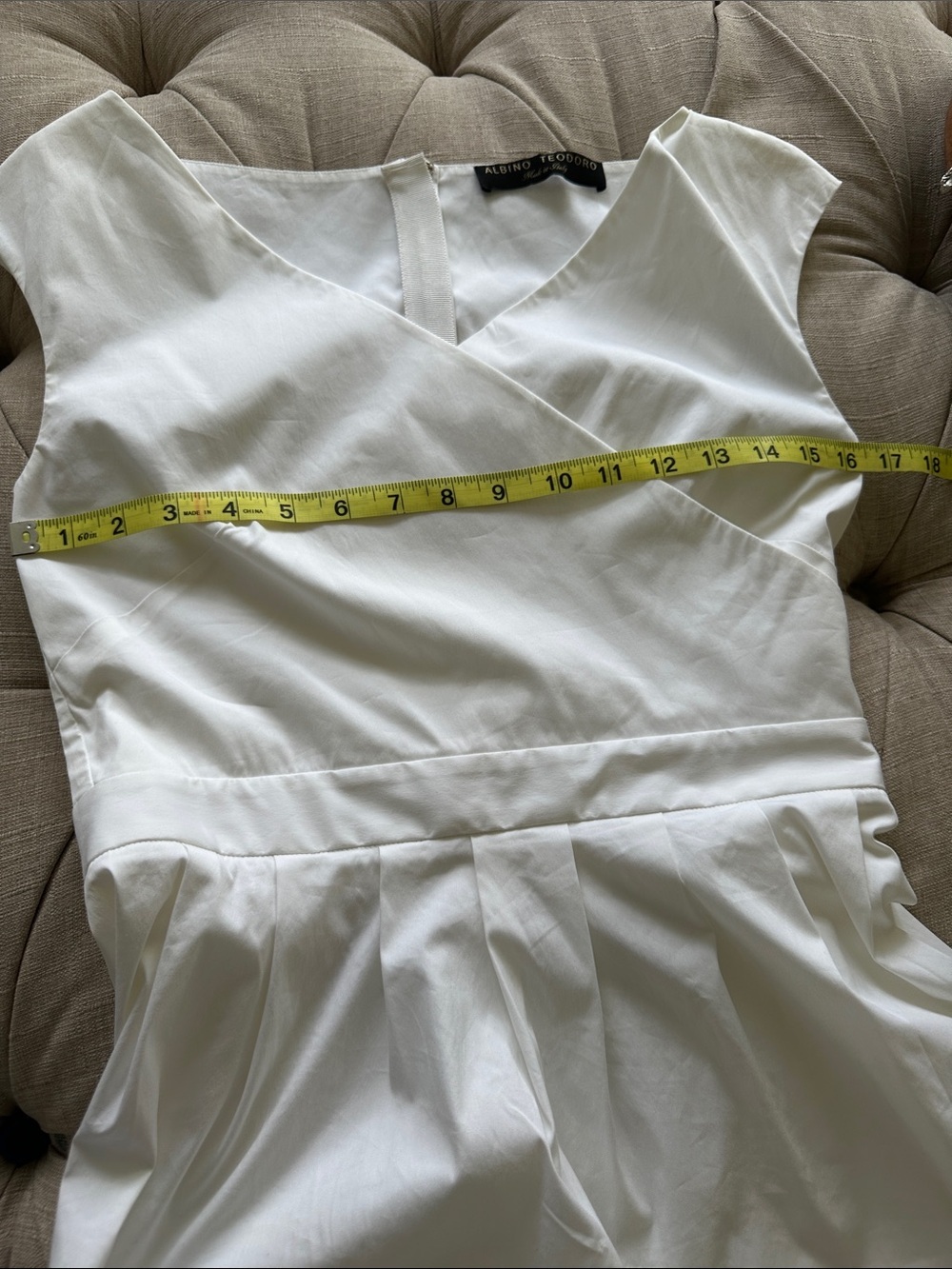 Albino Teodoro Women’s Cream Wrap-Front Blouse with Tie Waist - Picture 7 of 8